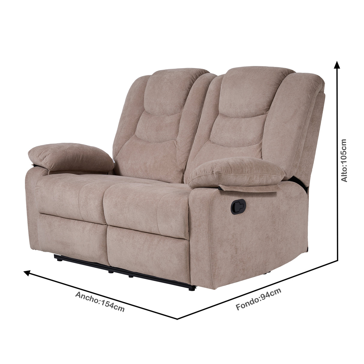 Sofá Reclino Kalerin 2 Puesto | Café Claro