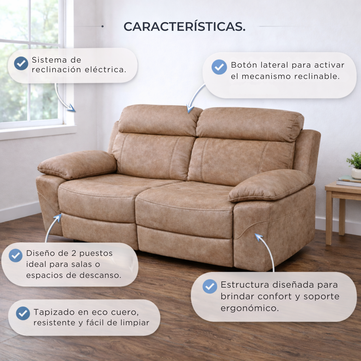 Sofá Jarka Eléctrico Reclinable 2P