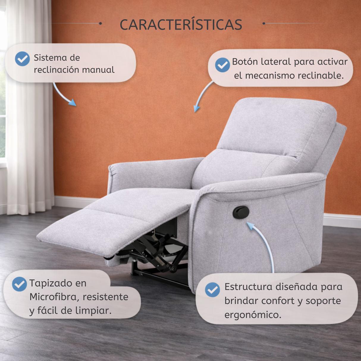 Sofá Tacito reclinable 1P