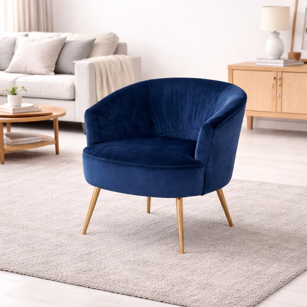 Poltrona Eugenia Azul Patas Doradas