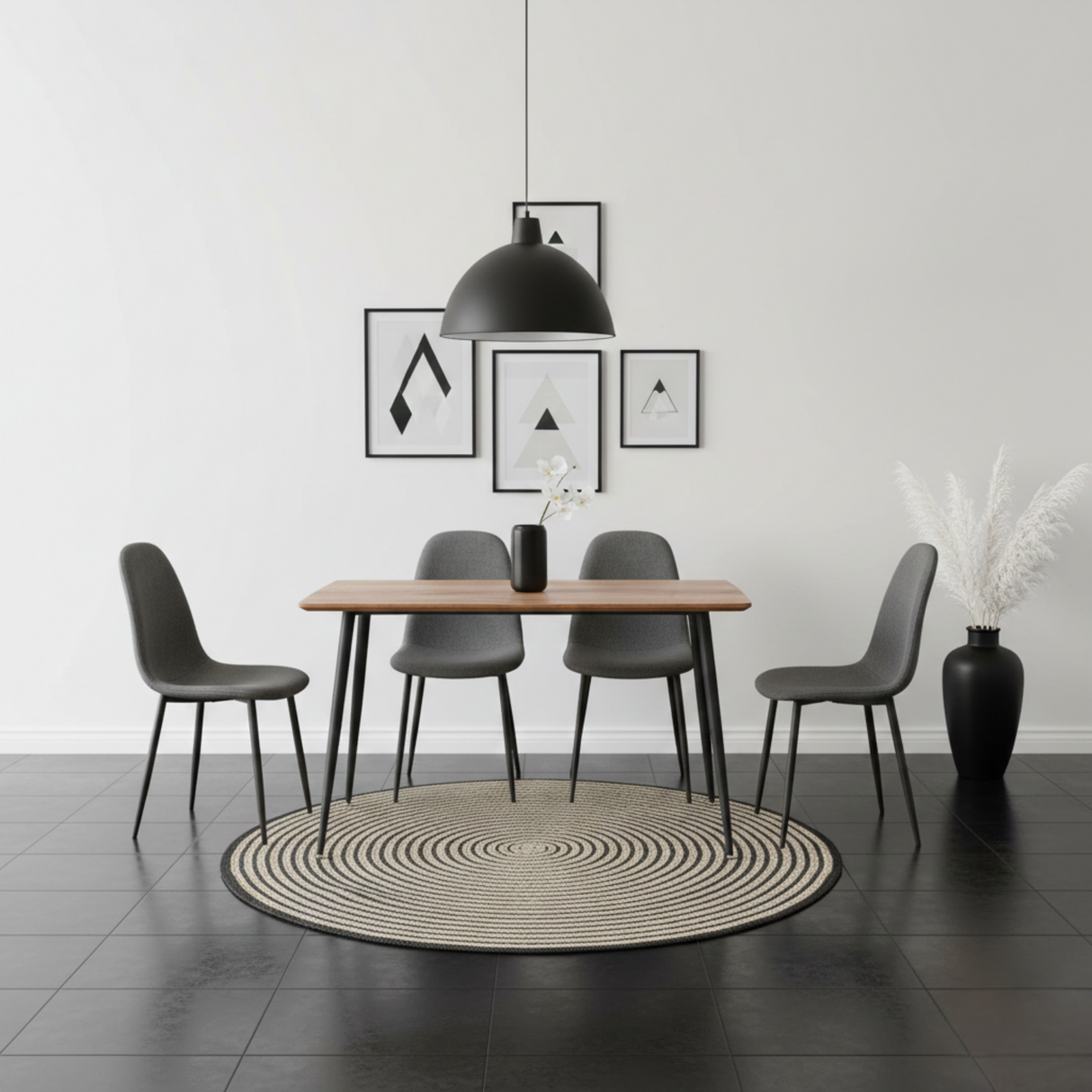 Comedor Dott 4p Madera (Negro/Gris)