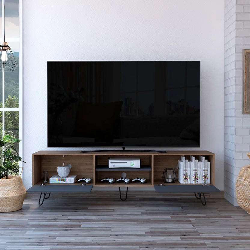 Rack para tv 80" vassel (1c) miel+ plomo