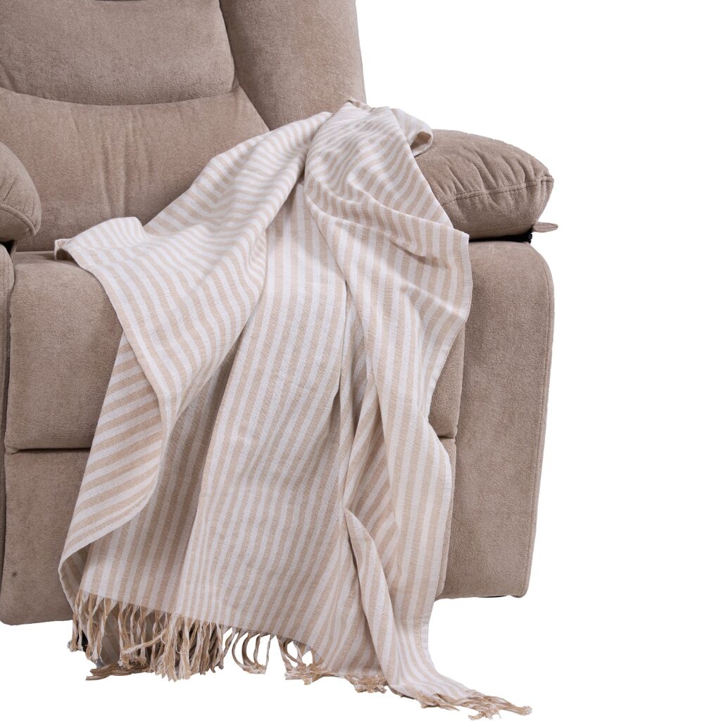 Manta tejida camel/flecos 120x160