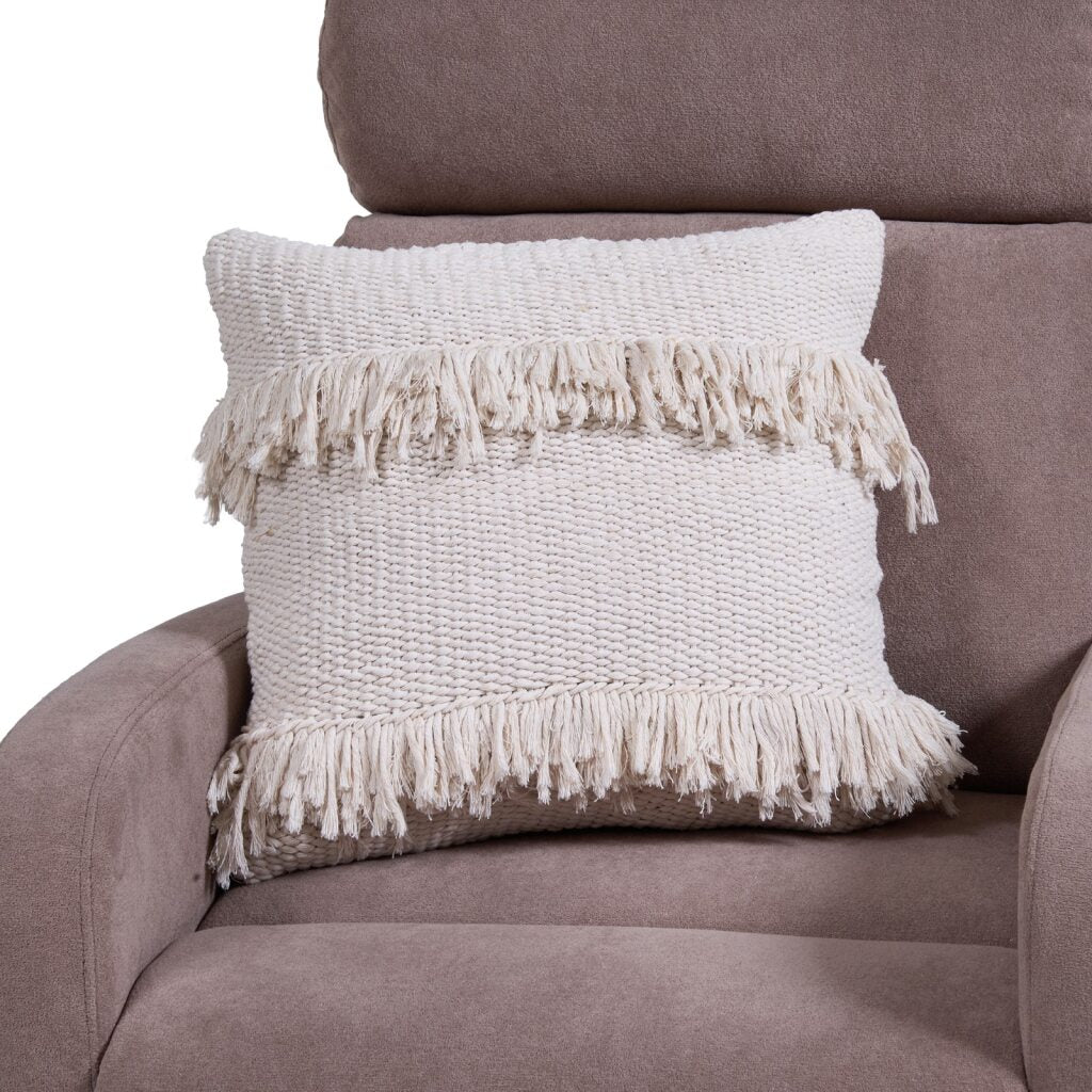 Cojín cuadrado beige/hilaza 45x45