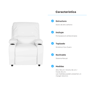 Sofá Reclino Waheeb 1P Blanco