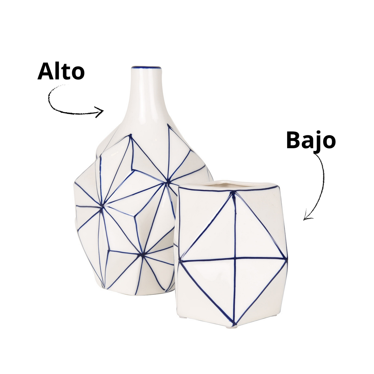 Florero Bajo Sketch Azul