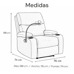 Silla Reclinable Abelyn 1P (Beige) Porta Celular