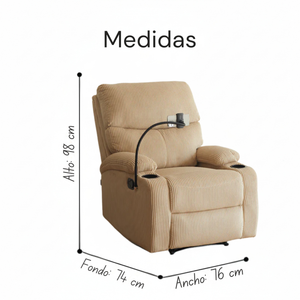 Silla Reclinable Abelyn 1 puesto (Beige) Porta Celular
