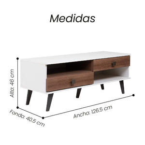 Mesa Tv Retro 2Gav Blanco/Rustico - Fiotti