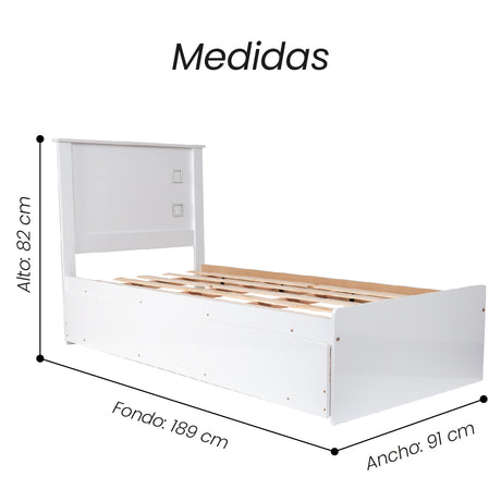 Cama Infantil Barcelona 90X 190 Bl 2C - Fiotti