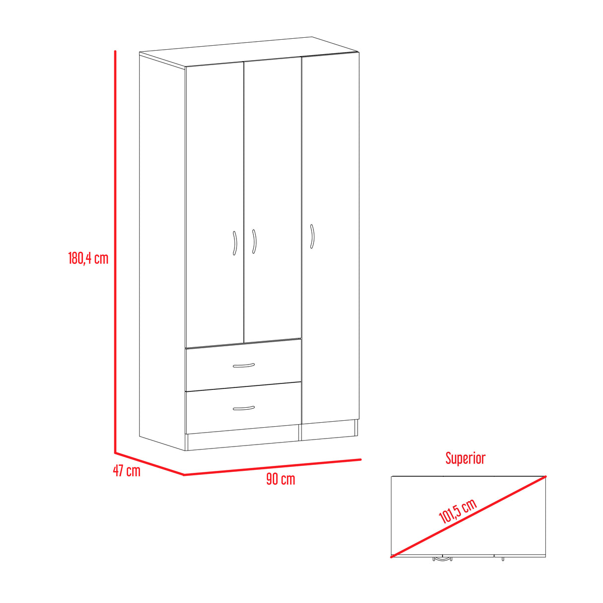 Closet austral 3p (1c) duna/blanco 180x9