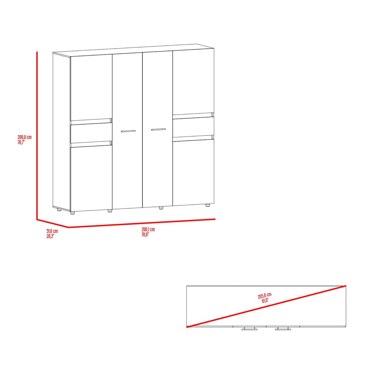 Closet Berino 200X200X51, Fresno Wengue