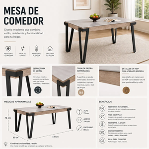 Mesa Comedor Baaco Piedra Gris