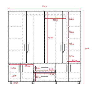 Closet cantelmo rovere/blanco 200x200x48