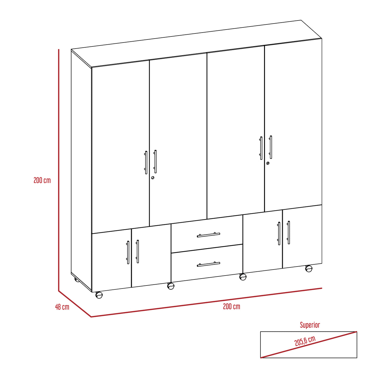 Closet cantelmo rovere/blanco 200x200x48
