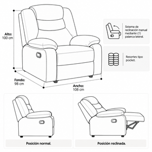 Sofá Reclino Kalerin Premium 1P