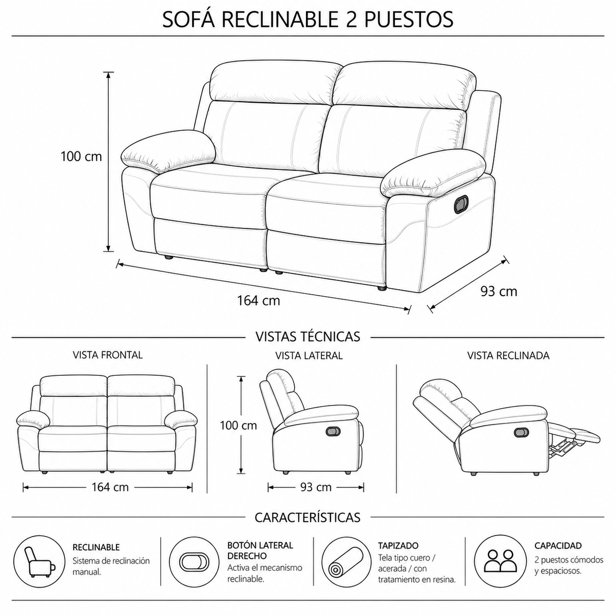 Sofá Reclinable Jarka  2P