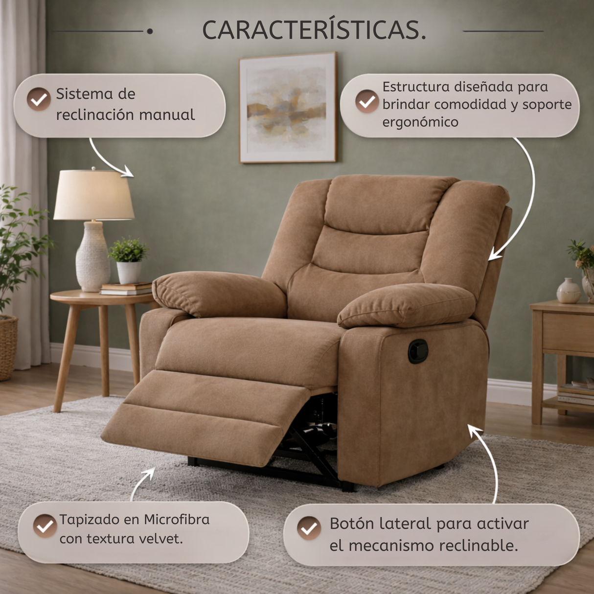 Sofá Reclino Kalerin Premium 1P