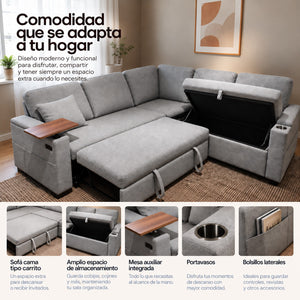 Sala en L  Kasha con Sofá Cama / Almacenamiento
