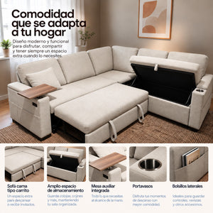 Sala en L  Kasha con Sofá Cama / Almacenamiento