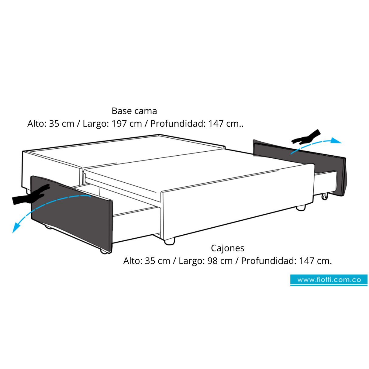 Base Cama Trebbia Doble 140x190