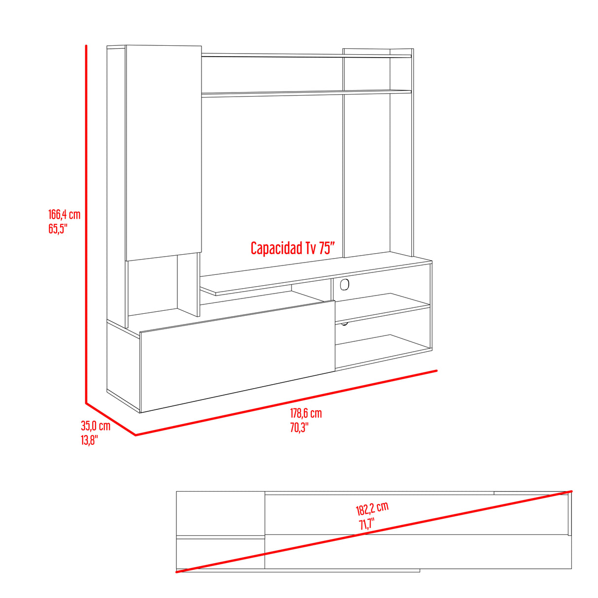 Rack TV Nolic 167x178x35