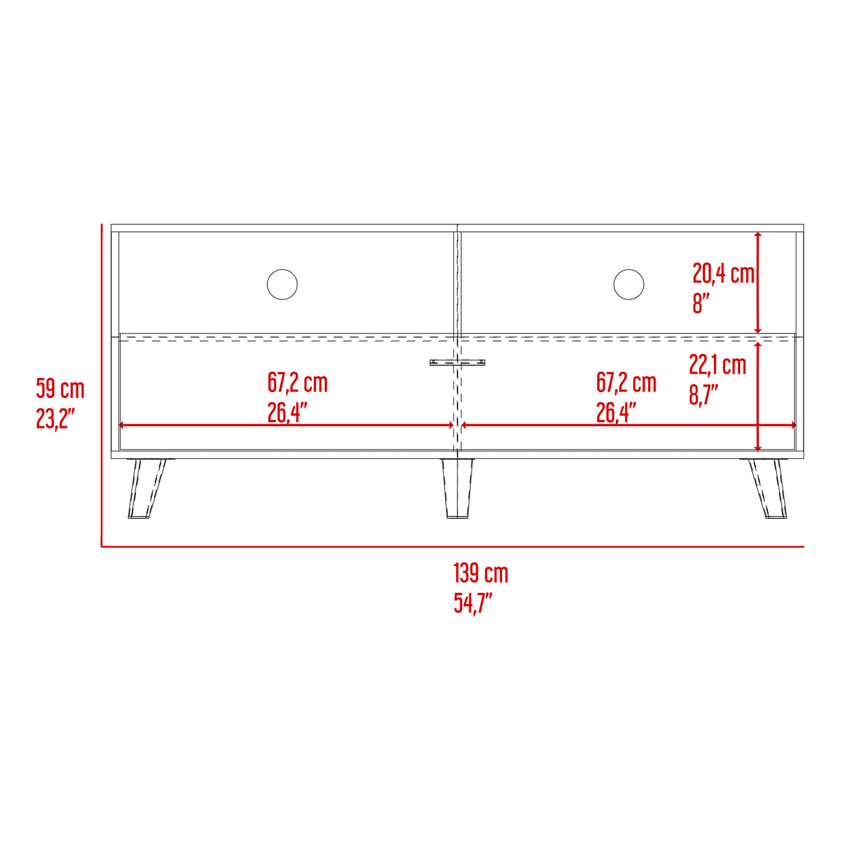 Rack TV Patrick 59x139x40 RTA Tivoli + Milan