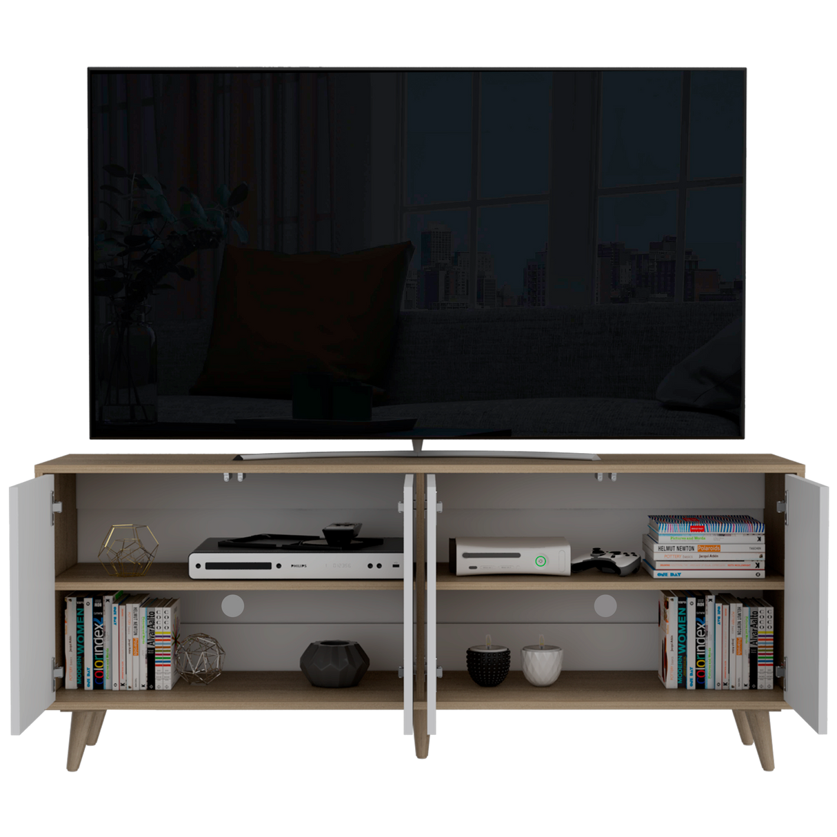 Rack para tv bora (1c) rovere+blanco mqz