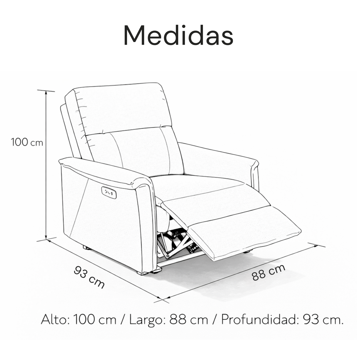 Sofá Tacito eléctrico reclinable 1P