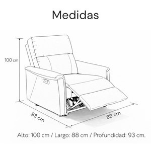 Sofá Tacito eléctrico reclinable 1P