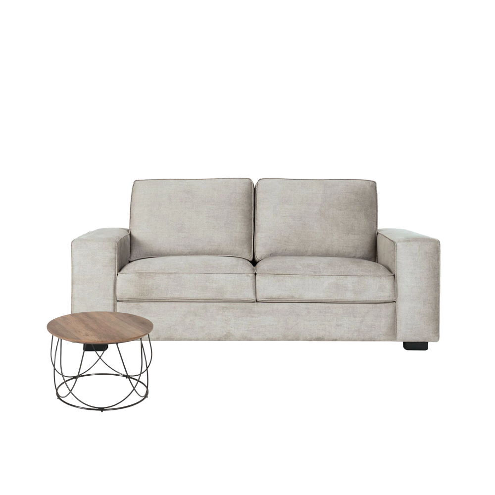 Combo sofá Toffana 2p + Mesa auxiliar Asudena Color madera negro