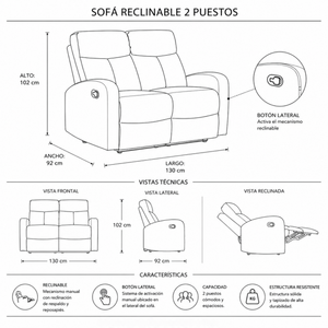 Combo Trudy - Reclinable 2P + Mesa de TV