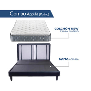 COMBO | APPULIA (Cama + Colchón New Zabra Platino 140x190)