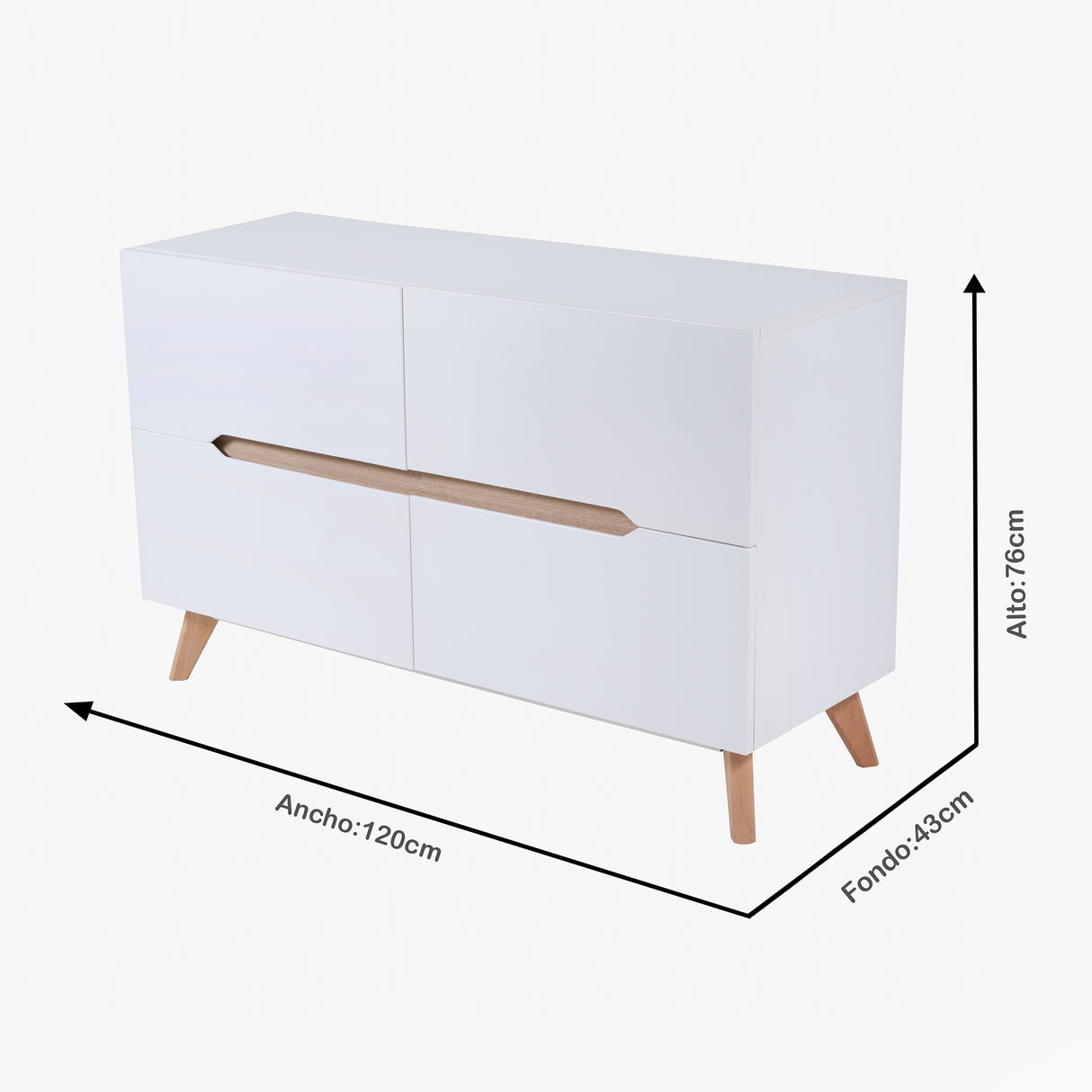 Biffet Haruka 120*40*75 Blanco/Beige