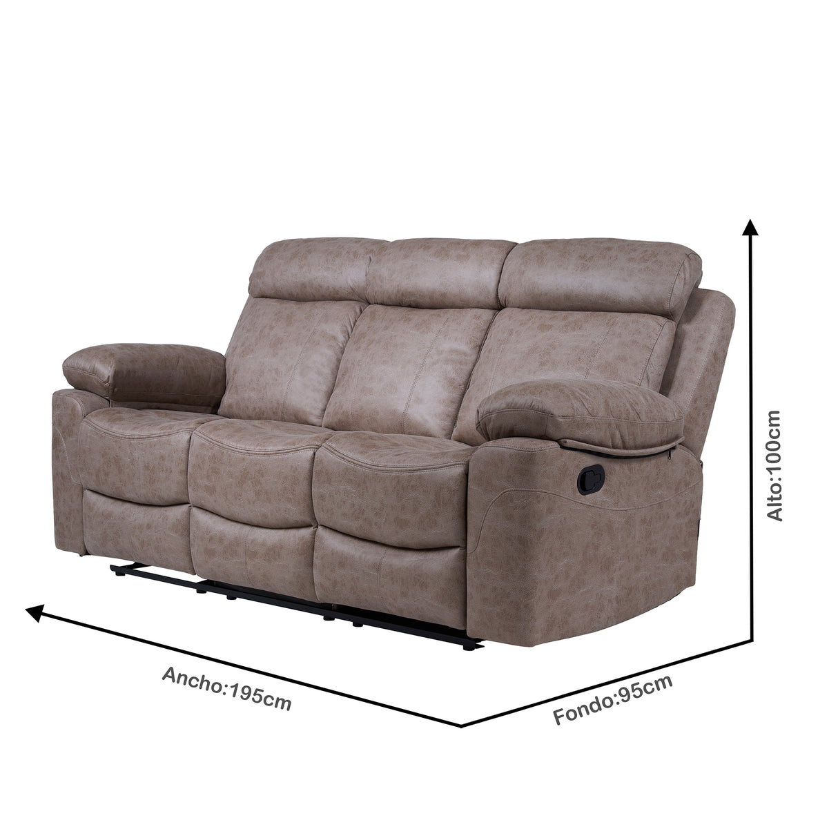 Sofá Reclino Jarka 3 Puestos | Beige