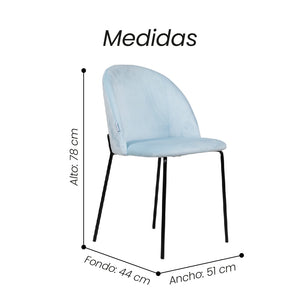 Silla De Comedor Wailani Tela Azul - Fiotti