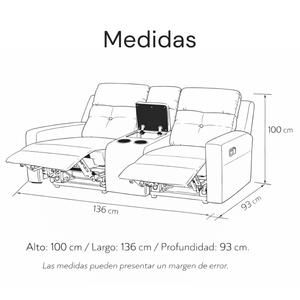 Sofá tacio Eléctrico Reclinable con Consola 2P