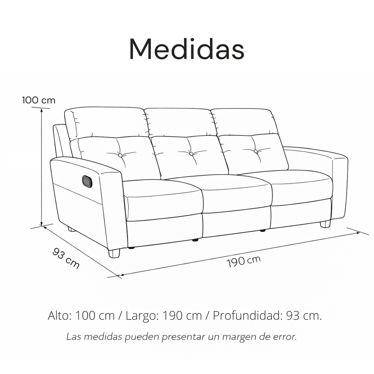 Sofá Tacio Reclinable Eléctrico 3P
