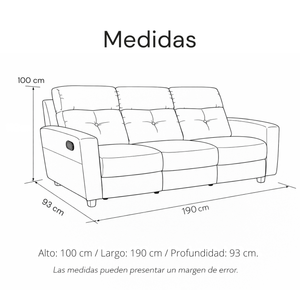 Sofá Tacio Reclinable Eléctrico 3P