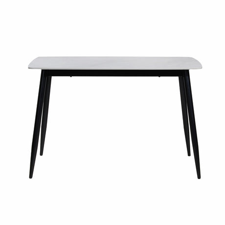 Comedor Acilius 4 Puestos 120x70 Piedra Blanca 24c01 Sillas Gris Oscuro 20a17 Gy70-20