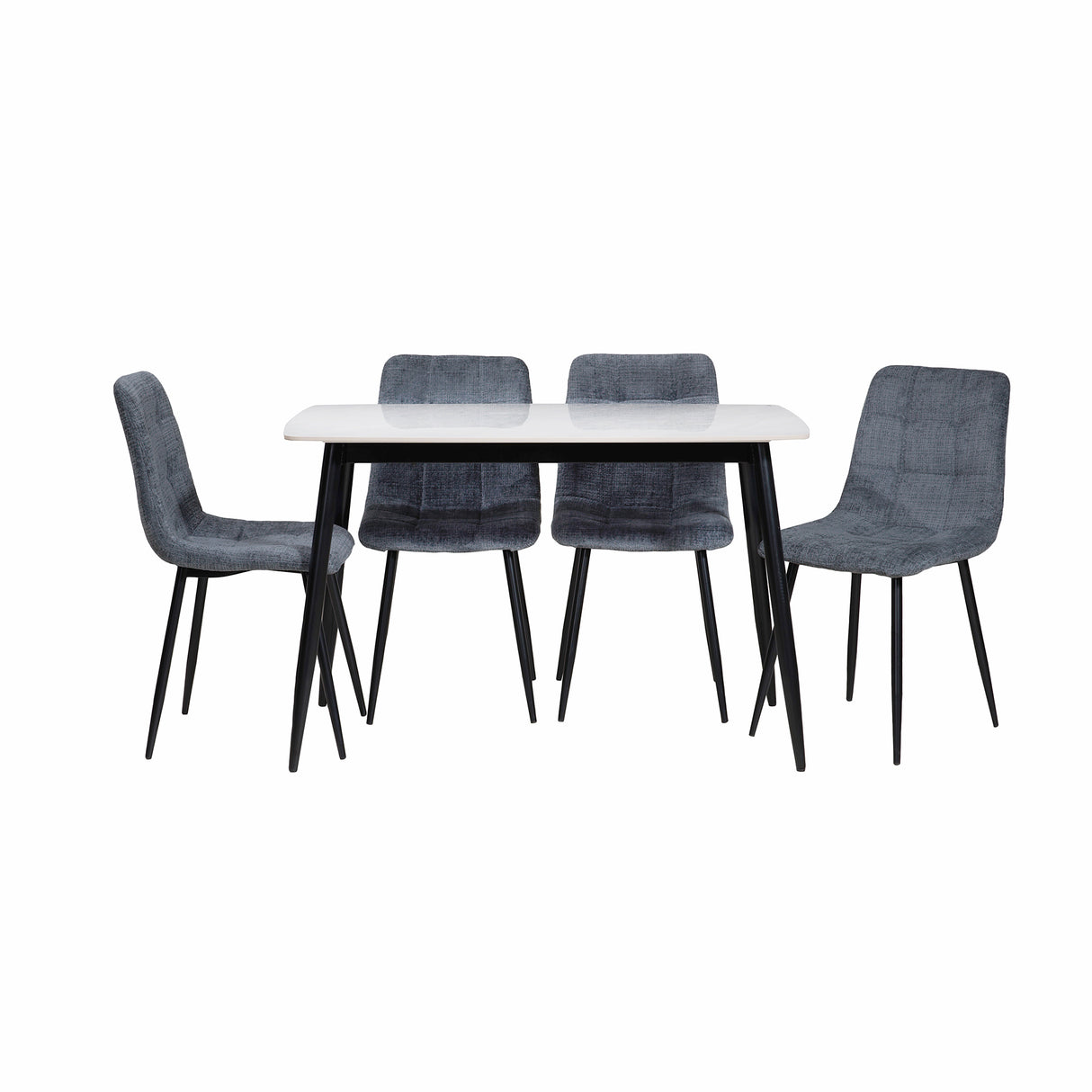 Comedor Acilius 4 Puestos 120x70 Piedra Blanca 24c01 Sillas Gris Oscuro 20a17 Gy70-20