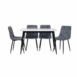 Comedor Acilius 4 Puestos 120x70 Piedra Blanca 24c01 Sillas Gris Oscuro 20a17 Gy70-20
