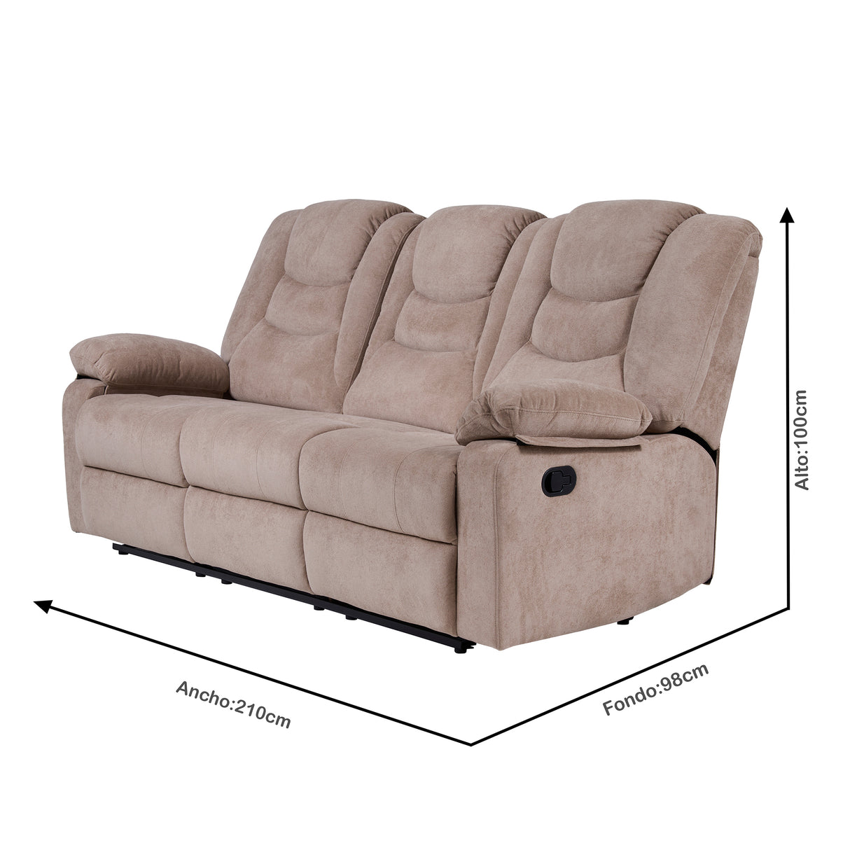 Sofá Reclino Kalerin 3 Puestos | Café Claro
