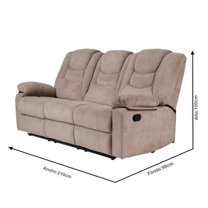 Sofá Reclino Kalerin 3 Puestos | Café Claro