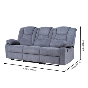 Sofá Reclino Kalerin 3 Puestos | Gris Claro