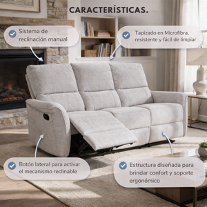 Sofá tacito reclinable 3P