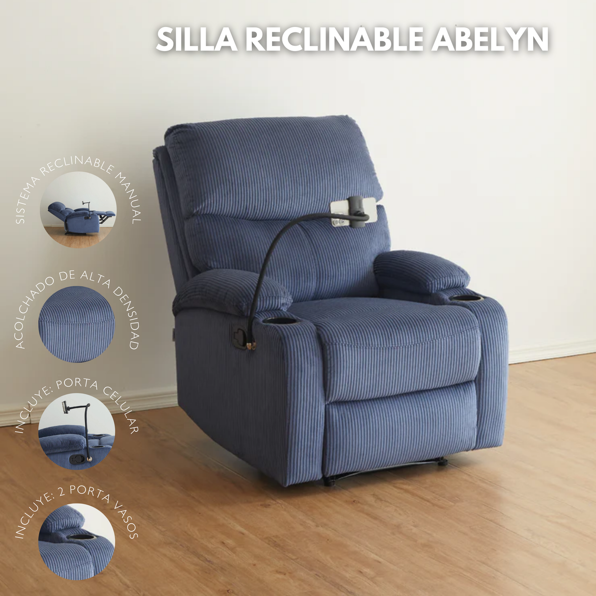 Silla Reclinable Abelyn 1P / Porta Celular