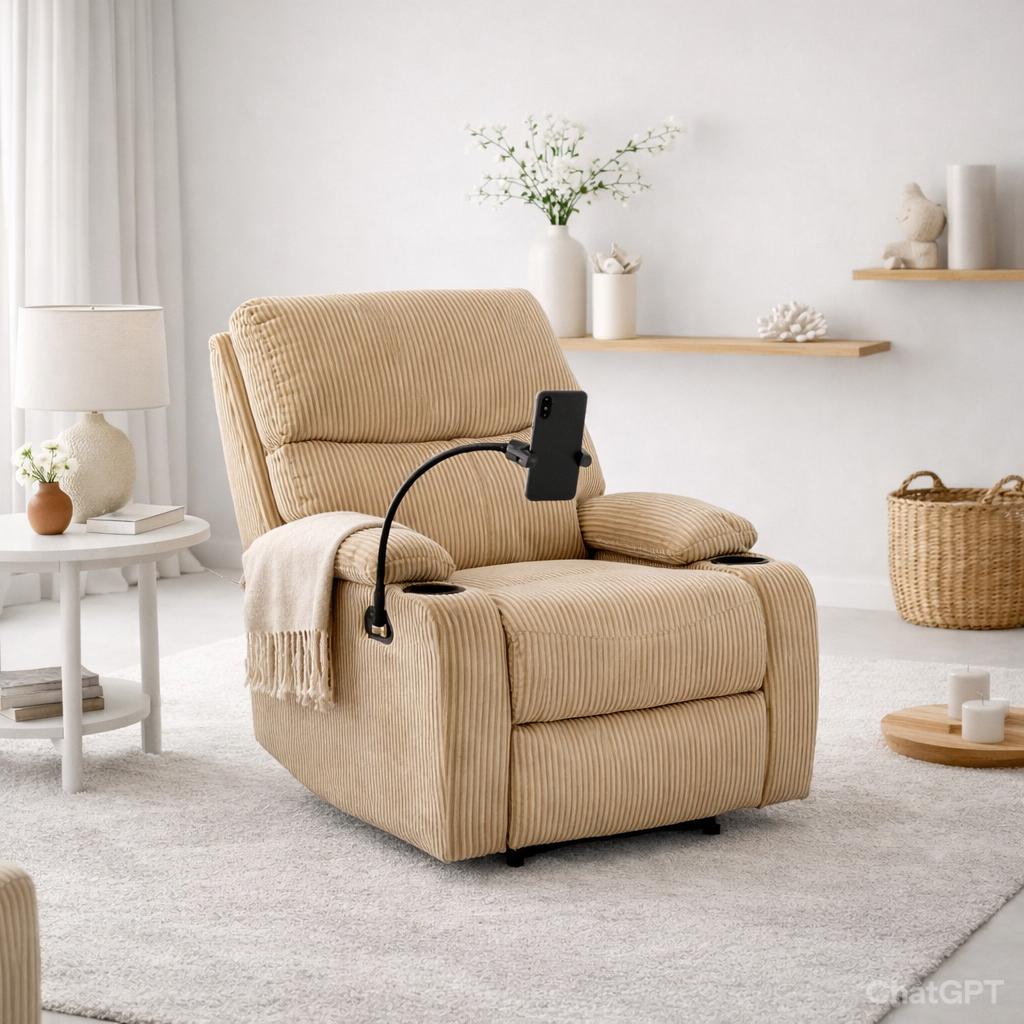 Silla Reclinable Abelyn 1 puesto (Beige) Porta Celular