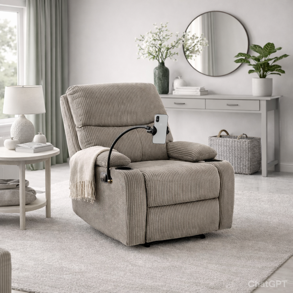 Silla Reclinable Abelyn 1 puesto (Gris) Porta Celular