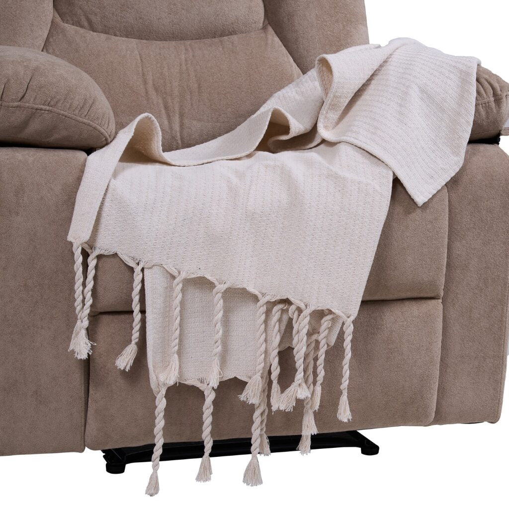 Manta tejida beige/trenzas 120x160